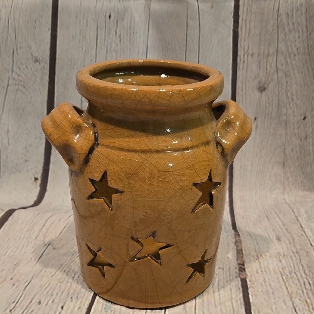 Tan Star Cut Out Crock